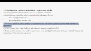 Price and Income Elasticity Word Problem  VW Beetles  Intro to Microeconomics [upl. by Ariamat]