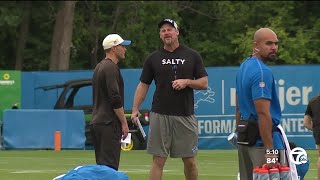 Dan Campbell shares tackling philosophy in July as rookie Rakestraw makes first INT of Lions camp [upl. by Attenreb886]