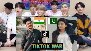 BTS REACTION Pakistan and india tik tok video  Jannat zubair  Areeka haq  pak vs india tiktok war [upl. by Naltiac774]