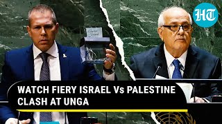 Israeli Envoy Shreds UN Charter Palestinian Ambassador Gets Emotional At General Assembly  Watch [upl. by Jutta850]