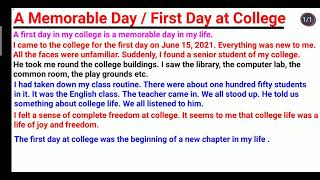 How to write an essay on a memorable day in my life or First day at college [upl. by Rus]