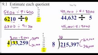 Estimate Quotients Single Digit Divisor [upl. by Marsiella]