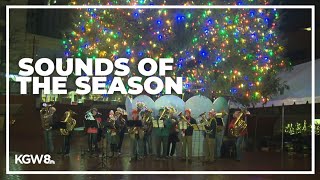 Holiday events at Pioneer Square Tuba Christmas and caroling competition [upl. by Adnaw]