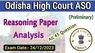 All Reasoning Question of High Court ASO 2023 Pre  Odisha High Court ASO Recruitment 2023 [upl. by Wilkinson]