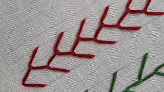 feather stitch type 2  basic embroidery stitches for beginners  embroidery for beginners 🧵 🪡 [upl. by Culberson220]