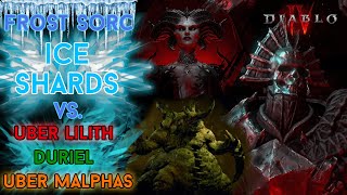 Diablo 4  Ice Shards Sorcerer versus Uber Lilith Duriel Malphas Kill Season 3 [upl. by Llirred]