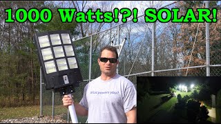 ✅ WHAT 1000W Solar LED Street Light Lets Test This Out  Compare To Hardwired 150W LED [upl. by Atiugal]