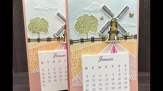 Tischkalender basteln mit Produktpaket Tulip Fields u dem Stempelset kreative Tage von Stampin‘ Up [upl. by Bascio896]