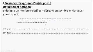 Niveau 4ème  Ps1  Puissance avec exposant positif [upl. by Akirdna]