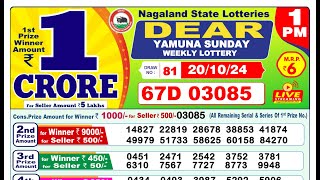 🔴Lottery Sambad Result Today LIVE 1PM 20102024 Dear Yamuna Sunday [upl. by Faber]