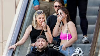 TROUBLE in PARADISE Funny WET FART Prank on the Escalators [upl. by Cordell]