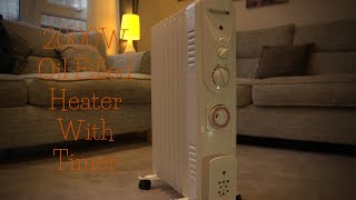 Portable Oil Filled Radiator Electric Heater With Timer Thermostat Review 2000W [upl. by Bayard]