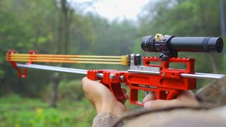 Slingshot ReviewAmazing Slingshot RifleBest Powerful Accurate Hunting Fishing Mechanical Slingshot [upl. by Enialahs791]