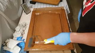 An Easy Fix  Honey Oak Cabinets Using Fusion Gel Stain Black [upl. by Hasen]