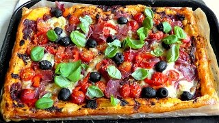 Puff Pastry Pizza Tart How to make easy recipe [upl. by Nylavad]