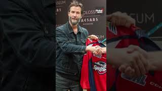 Keanu Reeves signs 1day contract with the OHLs Windsor Spitfires 🏒 [upl. by Ynohtnaed]