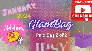 IPSY January 2024 GlamBag Unboxing amp Swatches Informative Video 2nd PAID Bag Few Full Sizes amp Addon [upl. by Acinad188]