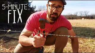 How to Fix a BarbedWire Fence with Fence Pliers only and Without ComeAlong [upl. by Anitrebla]