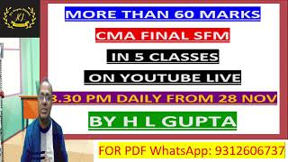 GET MORE THAN 60 MARKS IN CMA FINAL SFM BY H L GUPTA [upl. by Lorette]