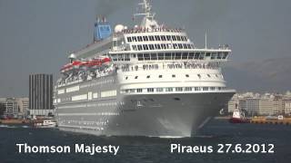 THOMSON MAJESTY departure from Piraeus Port [upl. by Lewiss328]