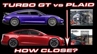 1019 HP Taycan Turbo GT vs 1020 HP Tesla Model S Plaid 060 MPH 14 Mie 12 Mile Comparison [upl. by Nnylsoj400]