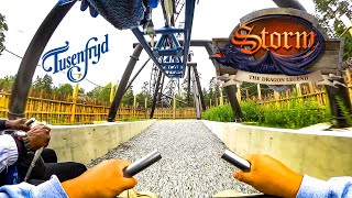 Storm  The Dragon Legend Roller Coaster On Ride Front Seat 4K POV TusenFryd Norway 2023 08 09 [upl. by Yrakcaz507]