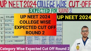 UP NEET 2024 Expected Cutoff Round 2COLLEGE WISE UP Category Wise Cutoff 2024 upneet cutoff2024 [upl. by Daffy]