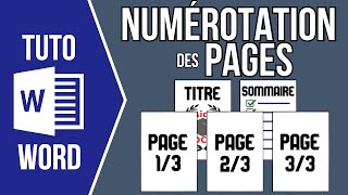 WORD  NUMÉROTATION DES PAGES À partir de la page 3 ou plus num page sur nombre total de pages [upl. by Reh895]