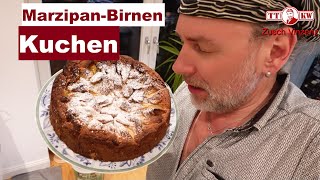 Rezept Marzipan Birnen Kuchen mit Russischem Zupfkuchen Backmischung zubereitet [upl. by Nallaf]