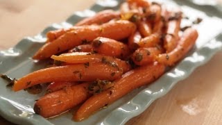 Honey Glazed Carrots w Orange and Thyme Recipe  KIN EATS [upl. by Bellis]