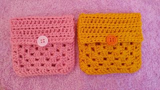 GRANNY crochet 2👵🏻🐑 neceser muy fácil tejido a partir de dos cuadrados básicos Elije tu tamaño✨ [upl. by Boycey279]