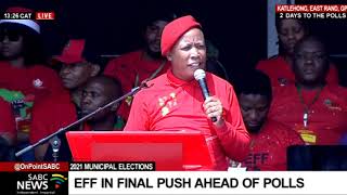 LGE 2021 I EEF leader Julius Malema addresses partys final rally [upl. by Eiram61]