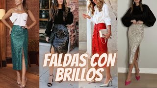 FALDAS BRILLOSAS ATUENDOS PARA INVIERNO😍BRIGHT SKIRTS OUTFITS FOR WINTER 💞💓💥 [upl. by Carder]