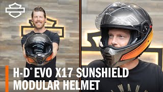 HarleyDavidson Evo X17 Sunshield Modular Motorcycle Helmet Overview [upl. by Aivan848]