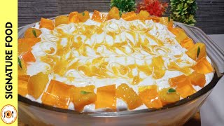 EASY MANGO DESSERT RECIPE  NO COOK NO BAKE MANGO DELIGHT BY SIGNATURE FOOD [upl. by Nahtnamas]