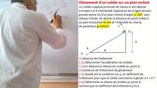 Exercice  Glissement dun solide sur un plan incliné [upl. by Carper]