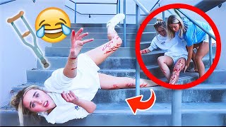 FALLING DOWN THE STAIRS PRANK ON MY SISTER [upl. by Nodrog]