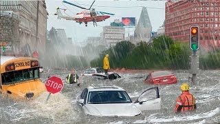 Canada Today Flooding washes away cars and roads in Mississauga and Toronto Ontario [upl. by Lertram]