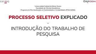 Processo Seletivo Explicado 05 Introdução do Trabalho de Pesquisa [upl. by Earvin]