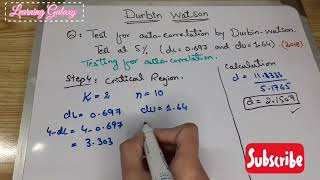 Durbin Watson Test  Autocorrelation Solved past papers [upl. by Golda112]