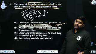 The cause of Brownian movement which is not shown by true solutions or suspensions is due to [upl. by Wendell]