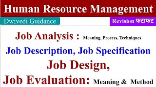 Job Analysis Job Description Job Specification Job Design Job Evaluation Human Resource HR [upl. by Chrissy]