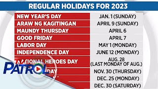 Listahan ng 2023 holidays inilabas ng Malacañang  TV Patrol [upl. by Elissa]