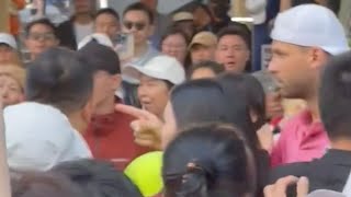 Grigor Dimitrov angrily confronts fan after being tripped up at Shanghai Masters [upl. by Haelahk492]