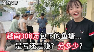 第207集，越南300万，包下的鱼塘，鱼根本就抓不完，是赚还是亏，分多少钱？ [upl. by Cleo]