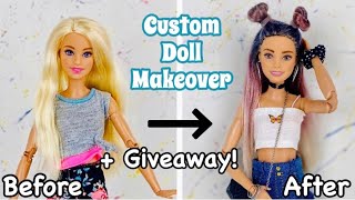 Custom Barbie Doll Makeover Transformation🤩  Giveaway My Fans Decided Ombre Color Hair Repaint [upl. by Enimzzaj]