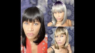 Amazon Kalyss Hair Short Bob Wigs WBangs 3 Colors Try On [upl. by Eiznyl322]