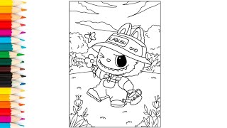 Labubu Picking Flowers and Catching Butterflies  Coloring Pages For Kids [upl. by Hepsibah780]