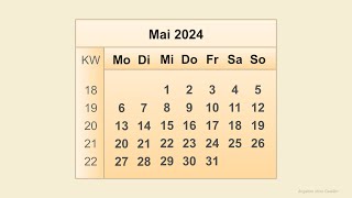 Kalender Mai 2024 [upl. by Esihcoc801]