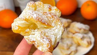 Beignets Feuilletés Rapides  SANS OEUFS  A la crème dOrange ♥ [upl. by Howarth]